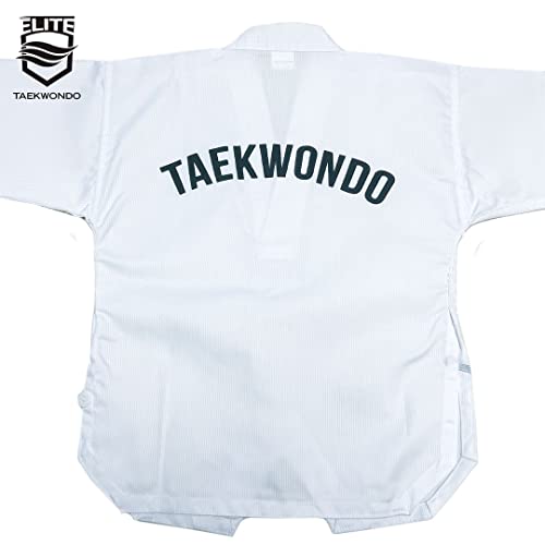 ELITE - Classic White Collar Taekwondo Uniform (TKD Dobok) Ribbed Fabric (160 (2))