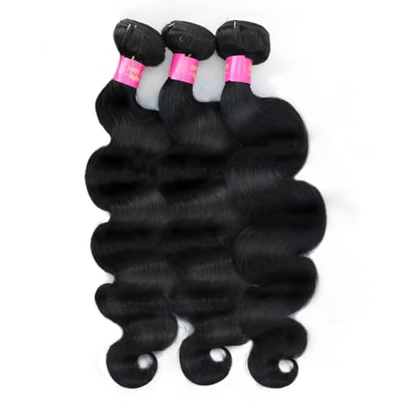 12A Human Hair Bundles 16 18 20 Inch Body Wave 100% Unprocessed Brazilian Virgin Hair 3 Bundles Human Hair Extensions Quick Weave Natural Black