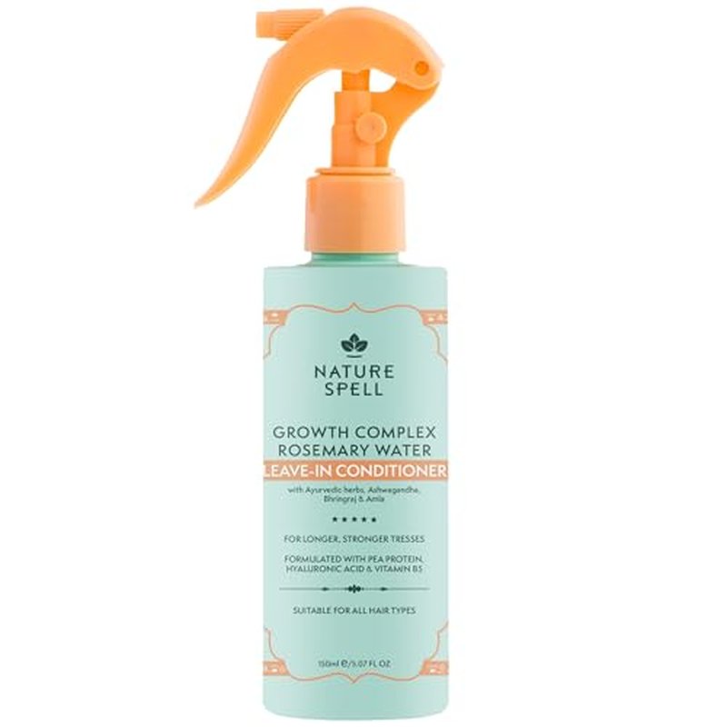Nature Spell Rosemary Water Leave in Conditioner, Promotes Hair Growth, Heat Protection Spray, Detangling, Smoothes & Adds Shine, For All Hair Types, 5.07 Fl Oz