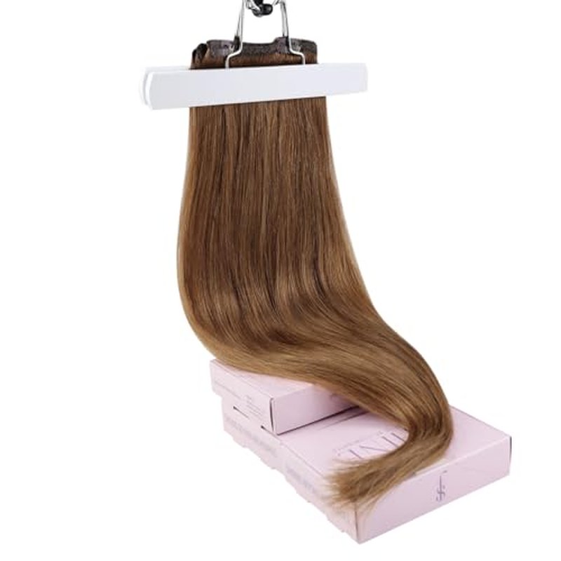 Fshine 18 Inch Clip In Hair Extensions Reddish Brown 105 g 7 pcs Real Human Hair Extensions, For Women Seamless And Comfortable Ideal For Work Parties Or Romantic Date Hairstyles