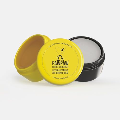 Dr. PawPaw Lip Scrub and Lip Balm Duo - Hydrating Lip Balm with Pawpaw, Aloe, Olive and Castor Oils - Vegan Lip Scrub For Sensitive Skin - 0.55 oz