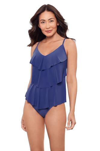Aqua Green Women's Standard Triple Tier Tankini Top, Cerulean