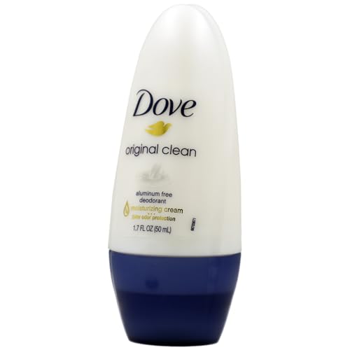 Dove Original Clean Roll On Deodorant, Aluminum Free, All Day Odor Protection, 4-Pack, 1.7 FL Oz Each, 4 Bottles