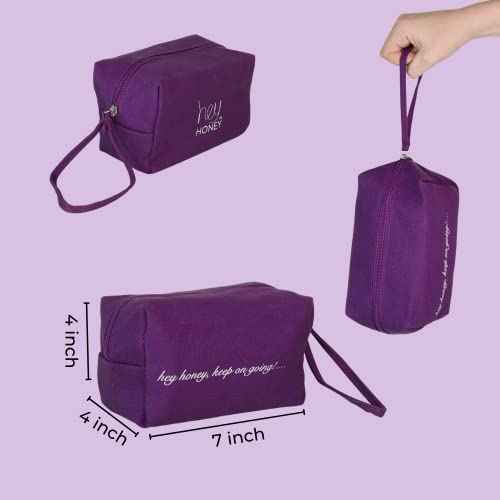 Hey Honey 4pc Set: Love Your Body Lotion, Walk The Walk Foot Cream, Hands On Honey Hand Cream, Eco Makeup Bag. Perfect for Valentine's, Xmas, Birthdays