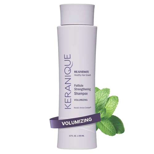 Keranique Volumizing Shampoo with Keratin and Biotin for Thinning Hair, Anti-Breakage, Follicle Strengthening, 12 Oz