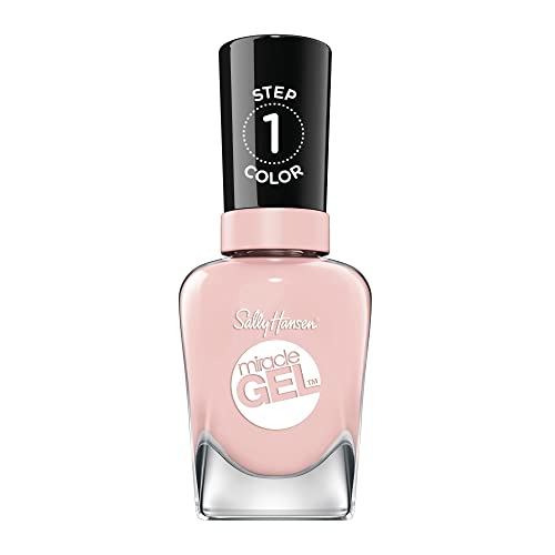 Sally Hansen Miracle Gel Salon Quality Nail Polish | Gel-Like Formula, Two-Step System, No UV Light Needed, Long Lasting | Semi-opaque | 248 Once Chiffon A Time | Light Neutral Pink Nail Polish