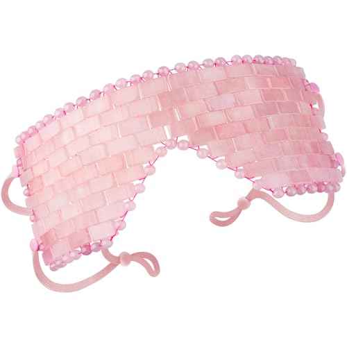 Rose Quartz Eye Mask - with Adjustable Strap for face 100% Natural Gemstone Jade Sleep Mask for Hot & Cold Anti Aging Therapy