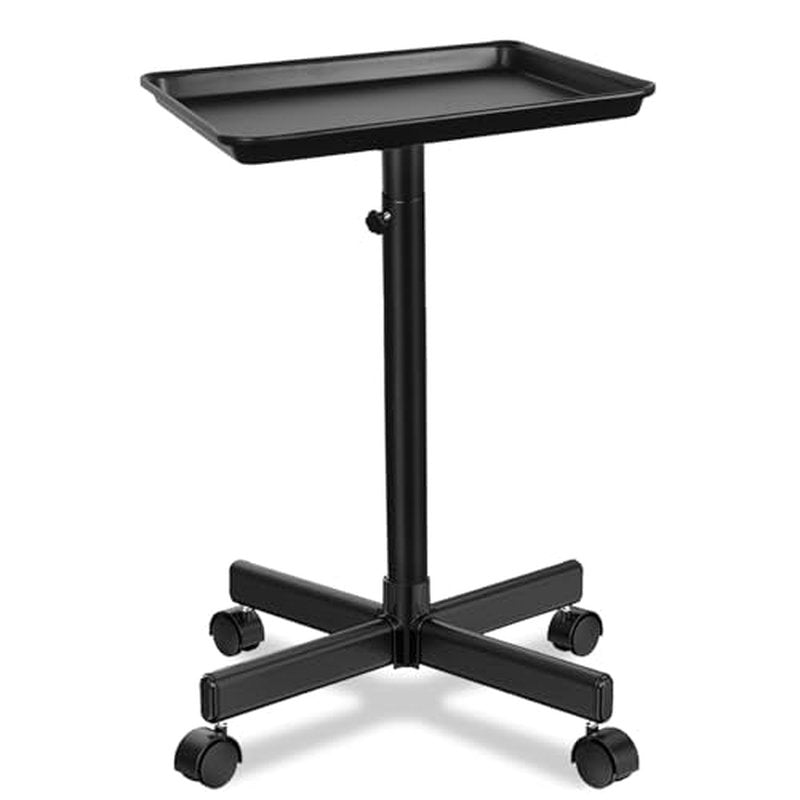 Salon Tray on Wheels,Height Adjustable Rolling Beauty Trolley Cart,Professional Salon Equipment for Barbershop/Spa/Home Use Black