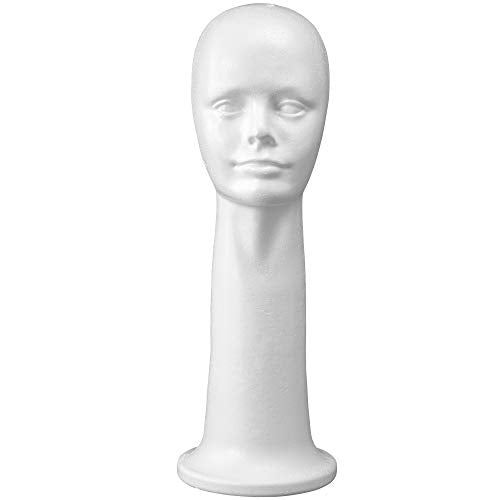 19'' Inch Styrofoam Head Foam Wig Head Mannequins, Style, Model & Display Women's Wigs, Hats & Hairpieces Stand - Extra Large, by Adolfo Designs