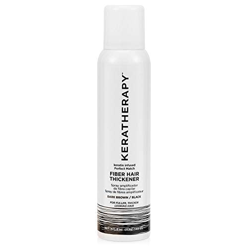 Keratherapy Keratin Infused Perfect Match Fiber Hair Thickener Spray, Dark Brown to Black, 4 fl. oz., 140 ml - Volumizing, Thickening, & Concealing Hairspray for Scalp Coverage, Roots & Thinning Areas