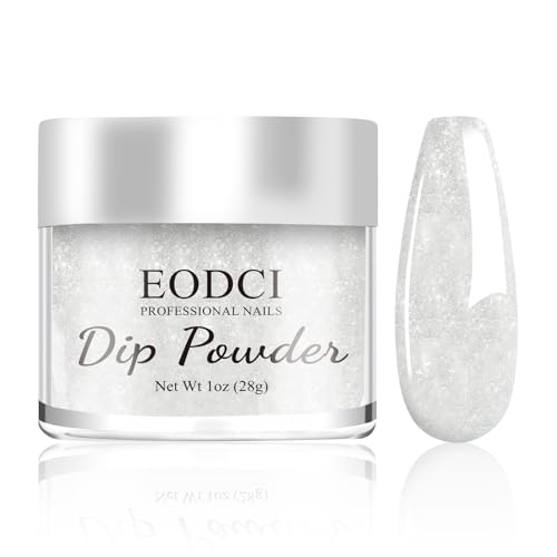 Glitter White Dip Powder, 1OZ Pro Nail Dip Powder for French Manicure Nail Starter & Professional Home DIY Salon Use Party Festival Gift Keep Long-lasting Dip Nails