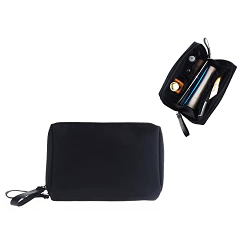 Small Makeup Bag for Purse Portable Waterproof Cosmetic Bag Travel Makeup Pouch for Women (All black, Square)