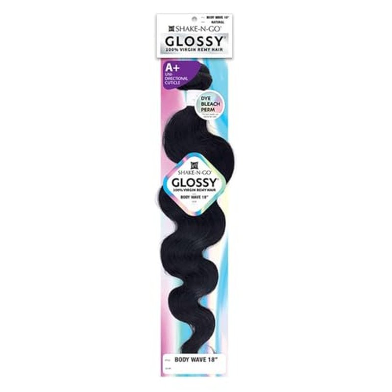 Shake N Go Virgin Remy Hair Weave Glossy Body Wave 24" (Color : Natural Black)