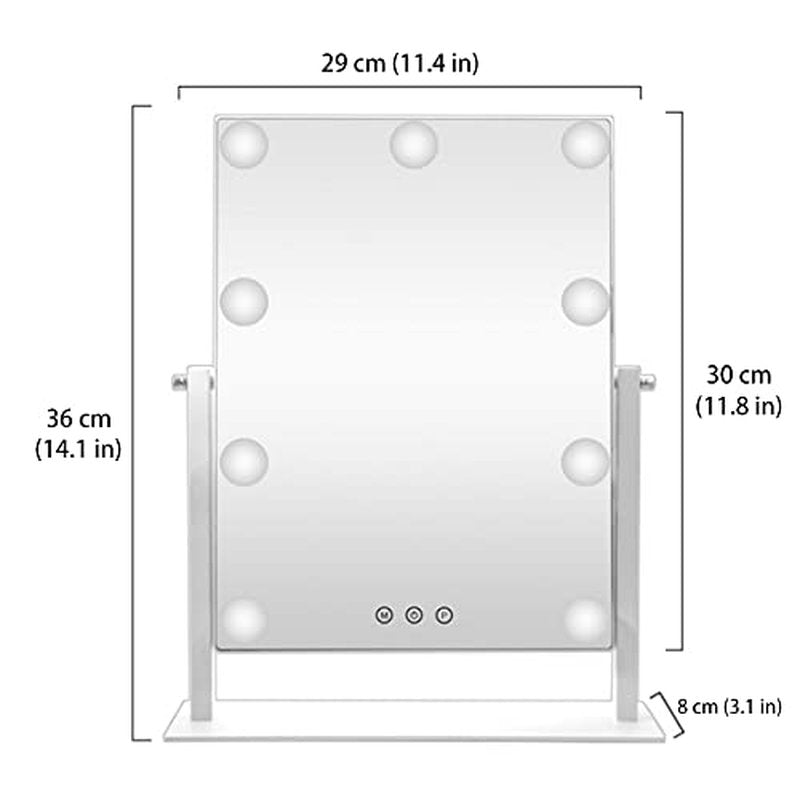 HIEEY Hollywood Vanity Mirror with Lights, Makeup 9 Dimmable Bulbs Three Color Lighting Modes, and 5X Magnification Mirror, Smart Touch Control, 360¡ÆRotation (White)