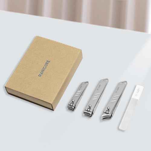 Nail Clippers Set,4pcs Anti Splash Nail Clippers with Nail File,Professional Stainless Steel Finger&Toenail Clippers Nail Cutter for Men& Women