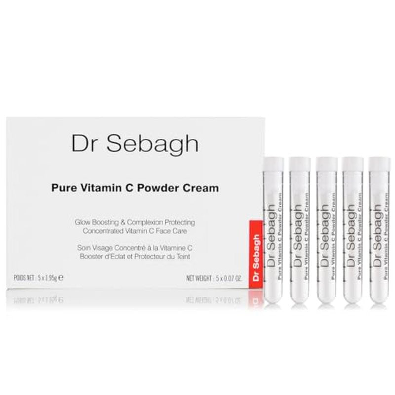 Dr Sebagh ? Pure Vitamin C Powder Cream [Clinically Proven Radiance] ? Glow Boosting Skincare ? Vitamin C Powder Cream for Dark Spots, Face & Acne ? (0.07 oz, 5 Pack)