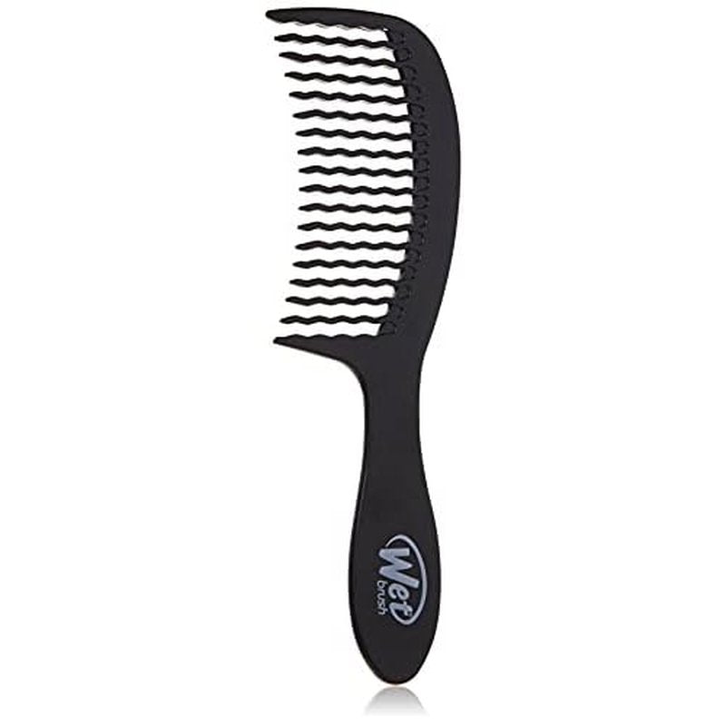 Wet Brush Detangling Comb, Black - Wide Tooth Hair Detangler with WaveTooth Design that Gently and Glides Through Tangles - Brush Throough Conditioner and Hair Masks - Gentle On Scalp and Pain-Free