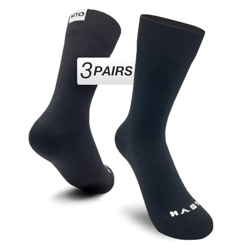 Has10 - Running & Cycling Performance Socks, Elite Level, Lightweight (US, Alpha, Large, Regular, Regular, Black - 3 pairs)