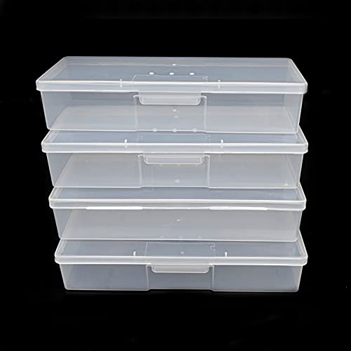 Clear Manicure Tool Box, Personal Nail Box Storage Case for Organizing, Plastic Nail Tool Box for Manicure Pedicure Kit (4pcs)