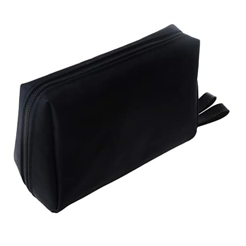 Small Makeup Bag for Purse Portable Waterproof Cosmetic Bag Travel Makeup Pouch for Women (All black, Square)