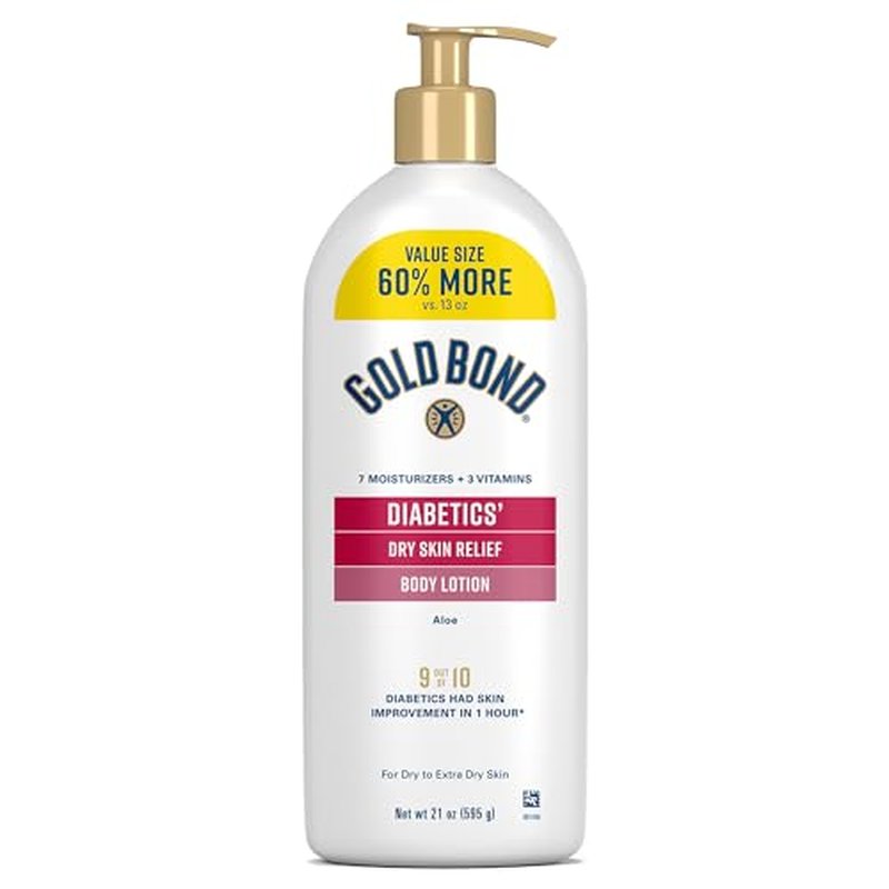 Gold Bond Diabetics' Dry Skin Relief Body Lotion With Vitamin E & Aloe To Soothe & Moisturize Dry, Flaky & Rough Skin, Value Size, 21 oz.