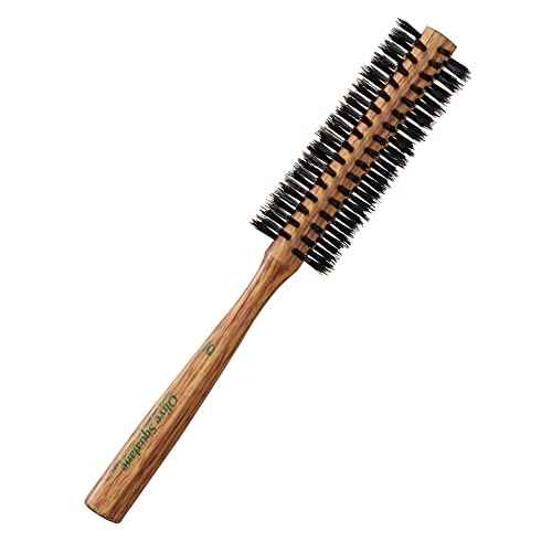 Terra Distribution Natural Boar Bristle Round Brush [Made in Japan] Olive Oil Blended Bristles as Beauty Essence