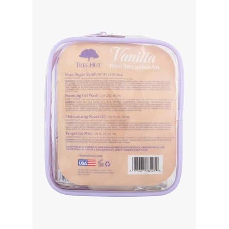 Tree Hut Vanilla Mini Best Sellers Kit, Exfoliating & Hydrating Body Care Travel Set, Nourishing Skin Care Bundle for All Skin Types, Perfect Holiday Gift & Stocking Stuffer