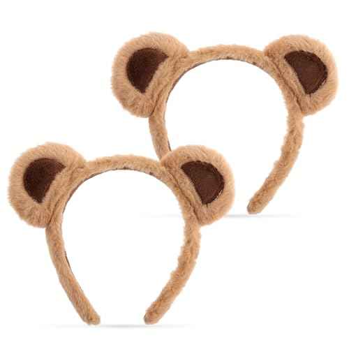 Brown Bear Ears Headband Party Headwear Makeup Face Washing Hairband Cute Animal Hair Bands Festival Cosplay Costume Decoration Hair Hoops for Women Girls Christmas