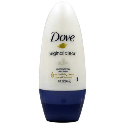 Dove Original Clean Roll On Deodorant, Aluminum Free, All Day Odor Protection, 4-Pack, 1.7 FL Oz Each, 4 Bottles