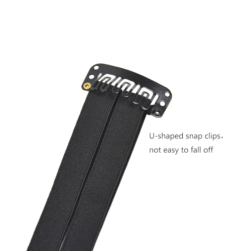 2 Pcs Facelift Bands with Clips Invisible Face Stretching Lifting Strap Adjustable Elastic Band Face Slimming Band (24cm Black Double Bands)