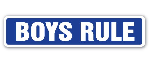 Boys Rule Street Sign Kids Boys boy Men Children | Indoor/Outdoor | 18" Wide