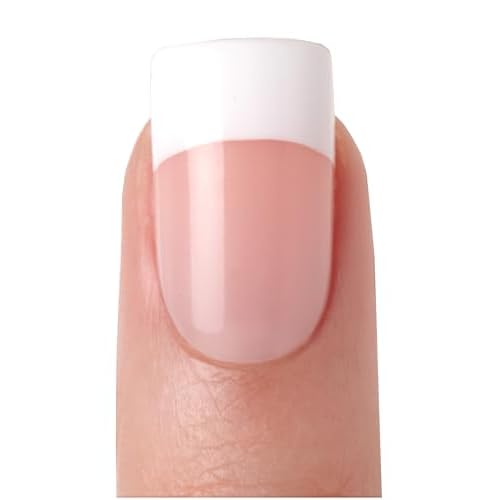 KISS Salon Acrylic Press On Nails, Nail glue included, 'Sugar Rush', French, Medium Size, Square Shape, Includes 28 Nails, 2g Glue, 1 Manicure Stick, 1 Mini File