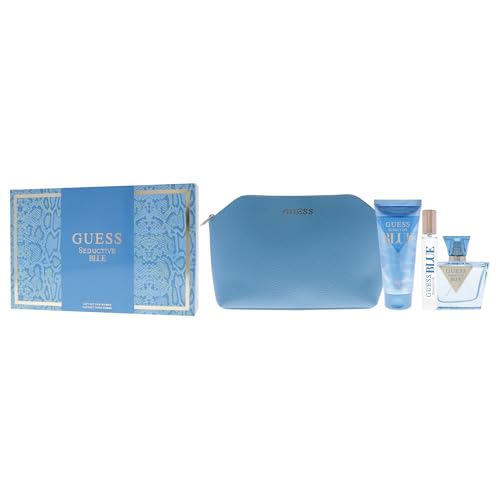 Guess Seductive Blue for Women - 4 Pc Gift Set 2.5oz EDT Spray, 3.4oz Body Lotion, 0.5oz EDT Spray, Pouch