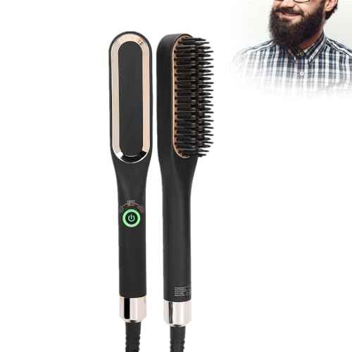Beard Straightener, Heated Hair Straightening Brush with with 3 Adjustable Temps, Electric Beard Straightening Comb, Beard Comb, Multifunctional Beard Straightener Brush Unique Gifts for Men Women