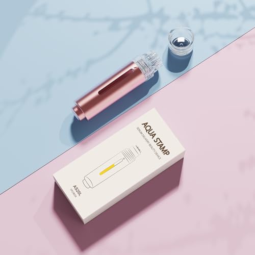 AQUA STAMP 2-in-1 Titanium Derma Stamp Pen | 0.25mm Gold Micro Infusion Hydra Needles | Manual Microneedling Tool for Face Lips Scalp Care | Fine Touch Serum Applicator