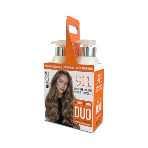 Biotop Professional 911 Quinoa Nourishing & Hydrating Duo - 911 Quinoa Shampoo (16.9 oz) & 911 Conditioner (16.9 oz) for Dry, Damaged Hair - Formula with Quinoa, Argan & Macadamia Oil (2 Piece Kit)