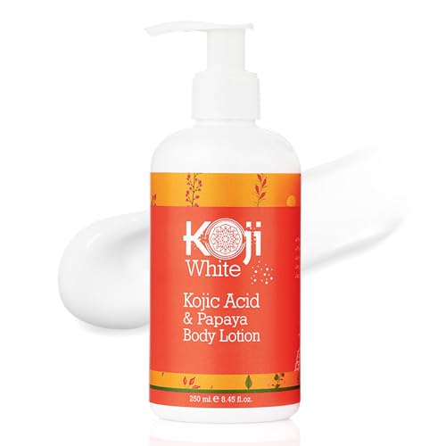 Koji White Kojic Acid & Papaya Body Lotion - Exfoliating, Hydrating, Moisturizing, Skin Care for Sun-Damaged Skin, Vegan, Paraben-Free, 8.45 Fl Oz (1 Bottle)