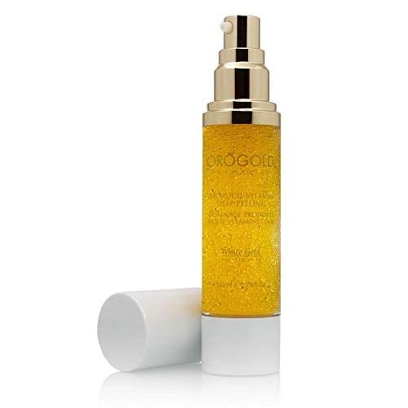 OROGOLD White Gold 24K Multi-Vitamin Deep Peeling - Facial Exfoliator with Gold, Walnut, Coconut, Green Tea, Mandelic, Vitamins A C E - 1.76 Fl. Oz.