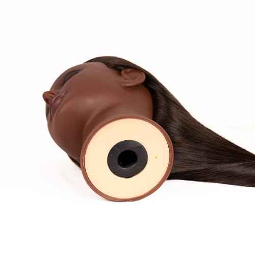 Mannequin Head with Hair,Cosmetology Mannequin Practice Head with Human Hair, 26-28¡¯¡¯ Doll Head for Braiding Hairstyling Cutting with Clamp Holder and Tools