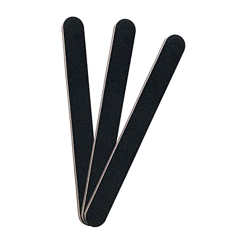 3 Pack Professional Emery Boards, 100/180 Grit Nail File for Acrylic and Natural Nails, Reusable, Black