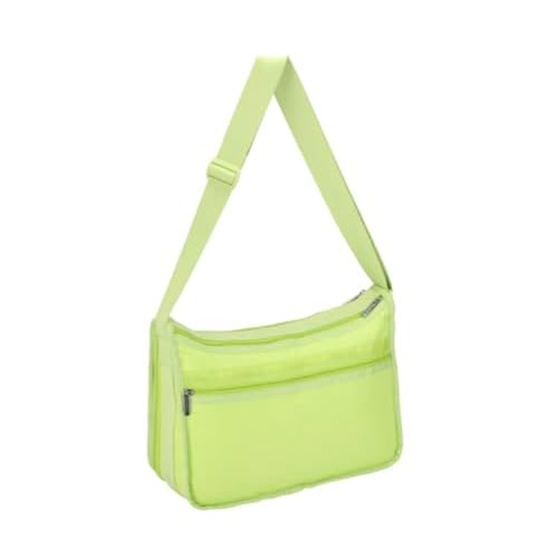 LeSportsac Lime Deluxe Everyday Crossbody Bag + Cosmetic Bag, Style 7507/Color R136, Uplifting & Vibrant Zingy Lime Hue, Fashion Trending Zesty New Neutral Evokes Strength, Positivity & Renewal