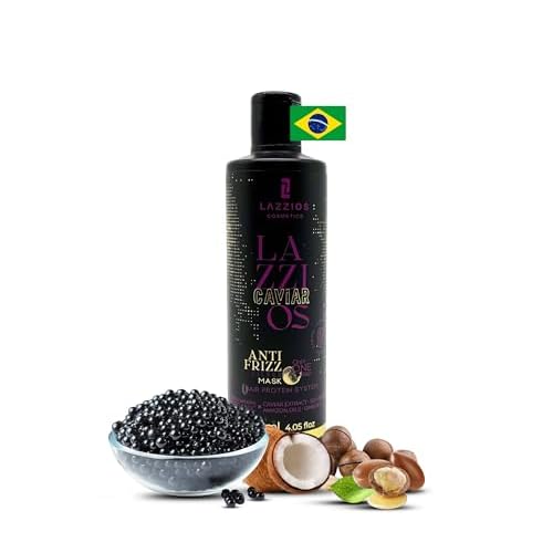 Lazzios Caviar Organic Hair Protein ? Brazilian Straightening Treatment ? Formaldehyde-Free, Anti-Frizz Hair Organic Formula with Hyaluronic Acid, Hydrolyzed Keratin, Caviar Extract ? (120ml)