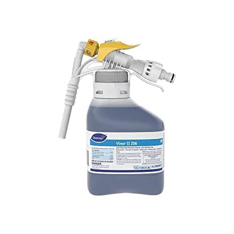 VIREX Diversey II 256 3062637 Liquid Disinfectant Cleaner and Deodorant, Hospital Grade Floor Cleaner with Mint Scent, Ready-to-Dispense (RTD) Concentrate, 1.5-Liter