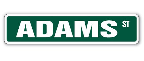 Adams Street Sign Childrens Name Room Sign | Indoor/Outdoor | 18" Wide