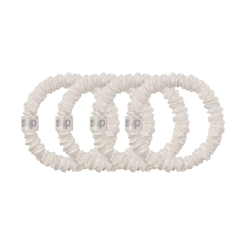 slip Skinny Scrunchies: Anti-Crease, Anti-Breakage Slipsilk¢â Design Protects Delicate Hair | Includes 4 Pure Silk Scrunchies, White