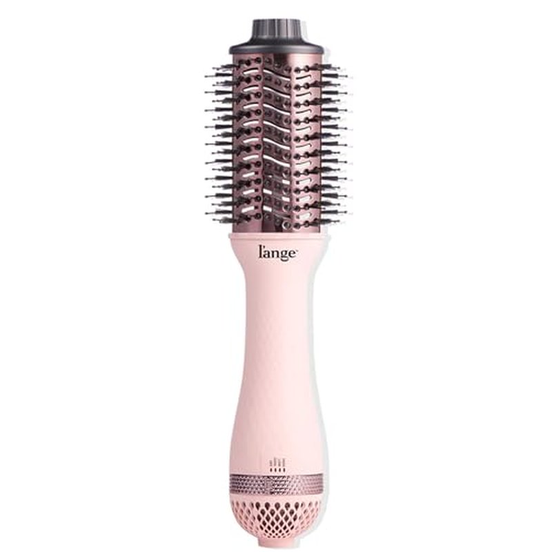L'ANGE HAIR Le Volume 2-in-1 Titanium Blow Dryer Brush | Hot Air Brush for Hair Drying & Styling | Ionic Oval Barrel for Smooth, Frizz-Free Volume | (Blush ? 60mm)