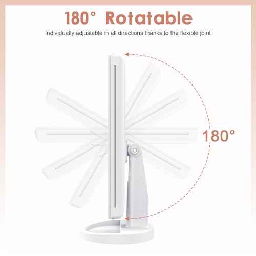WEILY Makeup Vanity Mirror with 21 LED Lights and Touch Screen, Tri-Fold 1x 2X 3X Magnification,180¡Æ Adjustable Rotation and USB Powered,Countertop Cosmetic Mirror (White)
