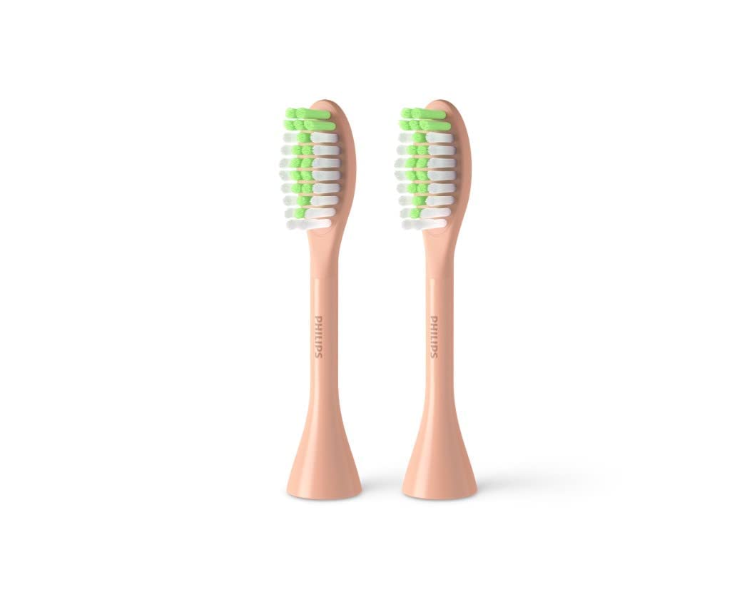 Philips One by Sonicare Genuine Replacement Electric Toothbrush Heads, 2 Brush Head Pack Up to 6 Month Supply, Shimmer Pink, BH1022/05