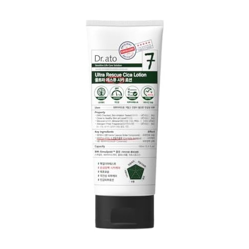 Dr.ato Ultra Rescue Cica Lotion for Body & Face Korean Skincare (5.4 Fl Oz)