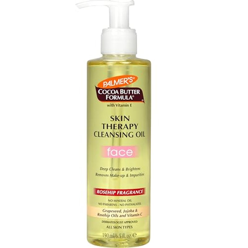 Palmer's Cocoa Butter Formula Skin Therapy Cleansing Oil, Gentle Makeup Remover with Rosehip Oil and Vitamin C, 6.5 Ounce